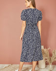 Yumi Navy Spot Midi Tea Dress