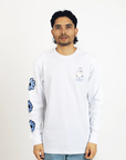 White Unisex Longsleeve Shirt with Moomintroll Flower Design