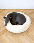 Round Natural Wool Pet Bed - White
