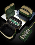 Herringbone Toiletry Wash Roll, Racing Green