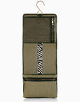 Herringbone Toiletry Wash Roll, Racing Green