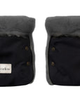 Waterproof Natural Wool Stroller Hand Muffs - Black&Charcoal