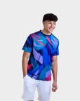 Aixo Abstract Mens Top Multicolour Dark