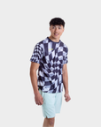 Aixo Checker Mens Top Grey