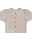 Frances Linen Cropped Blouse - Fawn Gingham - size S and L on pre-order for end of September delivery
