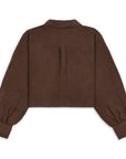 Freya Linen Cropped Blouse - Chocolate