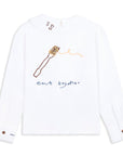 Eat Together Embroidered Claudine Linen Blouse - White x Sshepaints