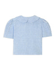 Frances Linen Cropped Blouse - Royal Blue Gingham