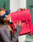 Handmade Leather City Backpack - Magenta