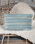 Premium Beach House Blue toiletry bag, large luxury travel organizer with water-resistant lining, handwoven cotton, 14-inch metal zip by Maison Elhoria at brixbailey.com