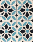 Luxury MAROQ cement tile, blue and white floor tiles, traditional Moroccan design by Maria Starling, premium handcrafted bathroom and kitchen tiles by Maria Starling Design at brixbailey.com