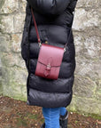 Handmade Leather Festival Phone Bag - Marsala Red