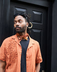 Rust floral Silk Pocket Square and Bow tie in 'Ember' robin print
