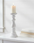 Medium White Washed Ceramic Candle Holder