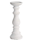 Medium White Washed Ceramic Candle Holder