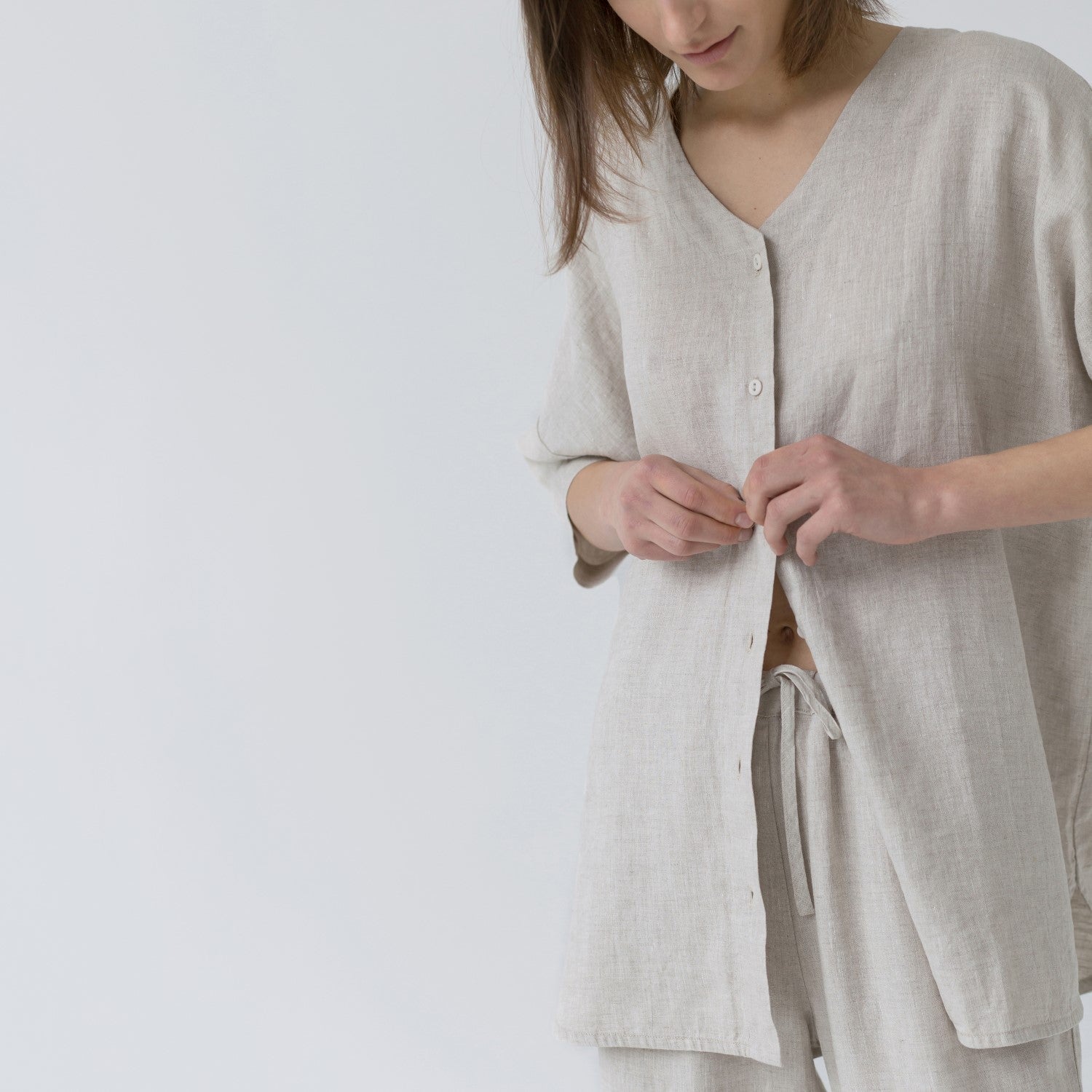 Linen Primrose Loungewear Set in Melange