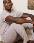Men's Grey Marl Cotton Modal Short Sleeve Top and Bottoms Set