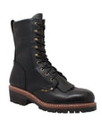 Men's 10" Black Fireman Logger Leather Boots-1