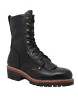 Men's 10" Black Fireman Logger Leather Boots-0