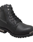 Men's 6" Reflective Double Zipper Biker Black Leather Boots-0