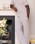 Men's Grey Marl Cotton Modal Short Sleeve Top and Bottoms Set