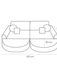 Medium Modular Sofa for Kids - Aesthetic Turquoise Plus
