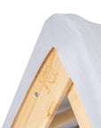 Natural Wood Ladder House With a Blue-Grey Cover
