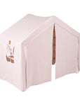 Large White Ladder House With a Pink Cover