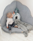 Play Mat for Kids - Cloud Shaped Light Grey Velvet
