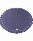Round Play Mat With a Frill - Blue-Grey Velvet