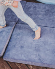 Play Mat for Kids - Square Blue-Grey Velvet