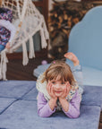 Play Mat for Kids - Square Blue-Grey Velvet