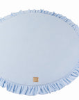 Round Play Mat With a Frill - Baby Blue Velvet