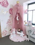 Round Play Mat With a Frill - Pink Velvet