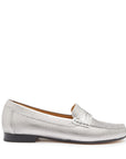 Women's Penny Loafers Leather Sole, titanium metallic leather