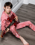 Teddy Ladybird Stripe Boys Silk Pyjama Set