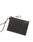 Black Leather Clutch with Wrist Strap