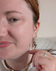 Mini leopard print lightning bolt earrings
