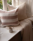 Riviera Striped Linen Cushion - Mocha