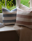 Riviera Striped Linen Cushion - Mocha