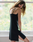 Black Modal Nightdress with Lace Trim