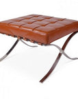 Modern Barcelona Chair And Footstool, Brown Leather
