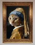 Luxury Mona Lisa cat framed poster, stylish vintage art decor, premium wall hanging by Zestio at brixbailey.com