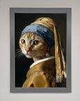 Luxury Mona Lisa cat framed poster, premium stylish wall art decor by Zestio at brixbailey.com