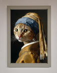 Luxury Mona Lisa cat art print, premium framed poster, stylish home decor, trending best-selling wall art by Zestio at brixbailey.com