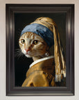 Luxury Mona Lisa cat framed poster, premium stylish wall art decor by Zestio at brixbailey.com