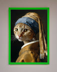 Luxury Mona Lisa cat art print, premium framed poster, stylish home decor, trending best-selling wall art by Zestio at brixbailey.com