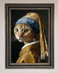 Luxury Mona Lisa cat framed poster, premium stylish wall art decor by Zestio at brixbailey.com