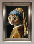 Luxury Mona Lisa cat framed poster, premium stylish wall art decor by Zestio at brixbailey.com