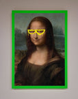 Luxury Mona Lisa Glasses Framed Print, premium modern twist on classic art, stylish home decor, trending best-selling artwork by Zestio at brixbailey.com